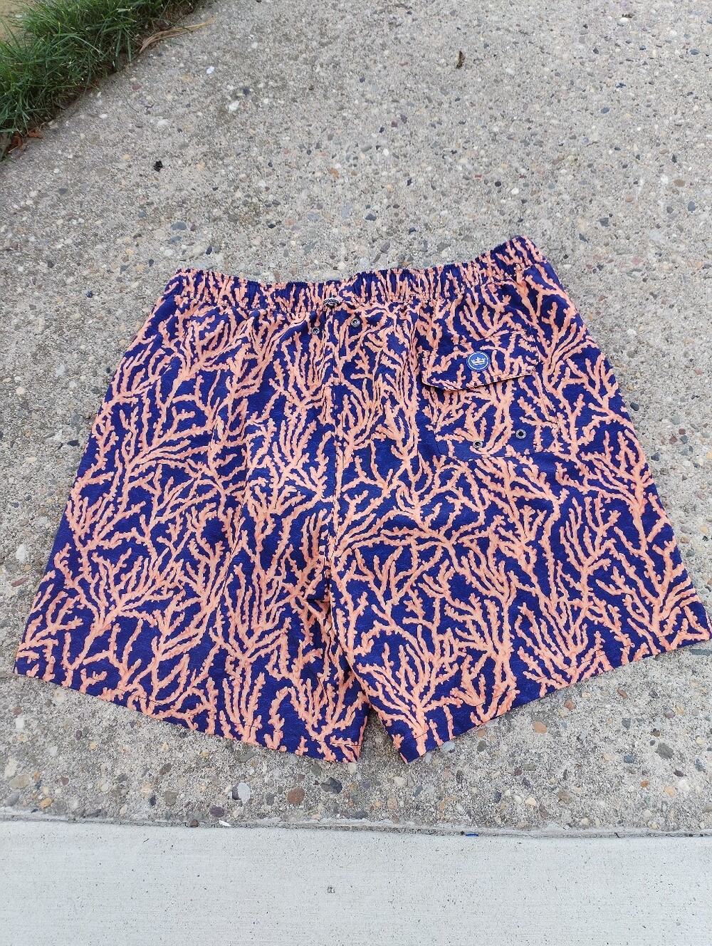 Peter Millar Navy & Aqua Patterned Swim Shorts